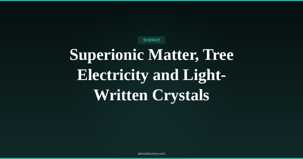 S-013 — Superionic Matter, Tree Electricity and Light-Written Crystals — Wednesday, April 22,&nbsp;2026