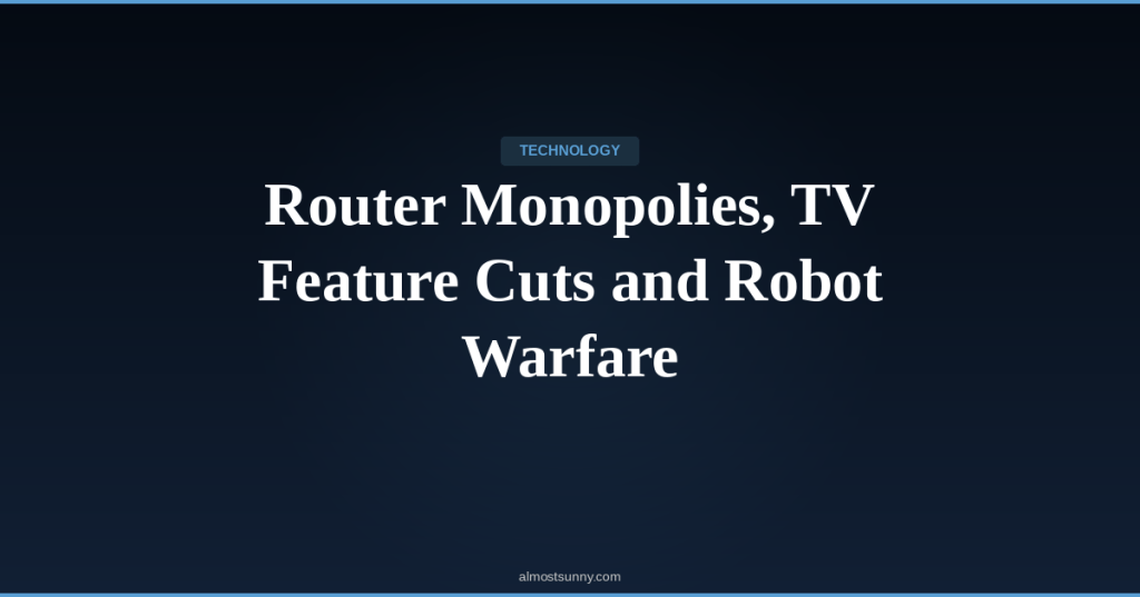 T-007 — Router Monopolies, TV Feature Cuts and Robot Warfare — Wednesday, April 15,&nbsp;2026