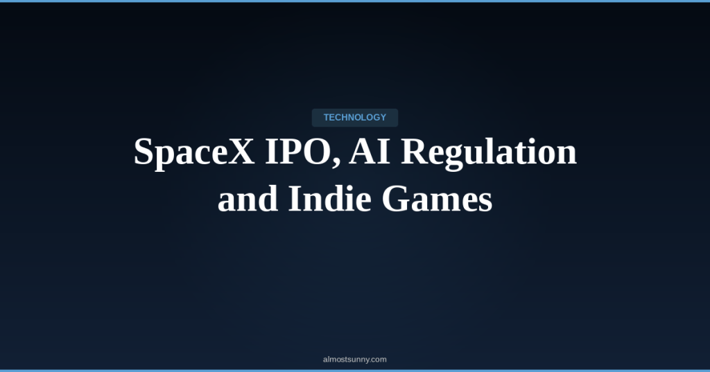 T-039 — SpaceX IPO, AI Regulation and Indie Games — Sunday, May 17,&nbsp;2026