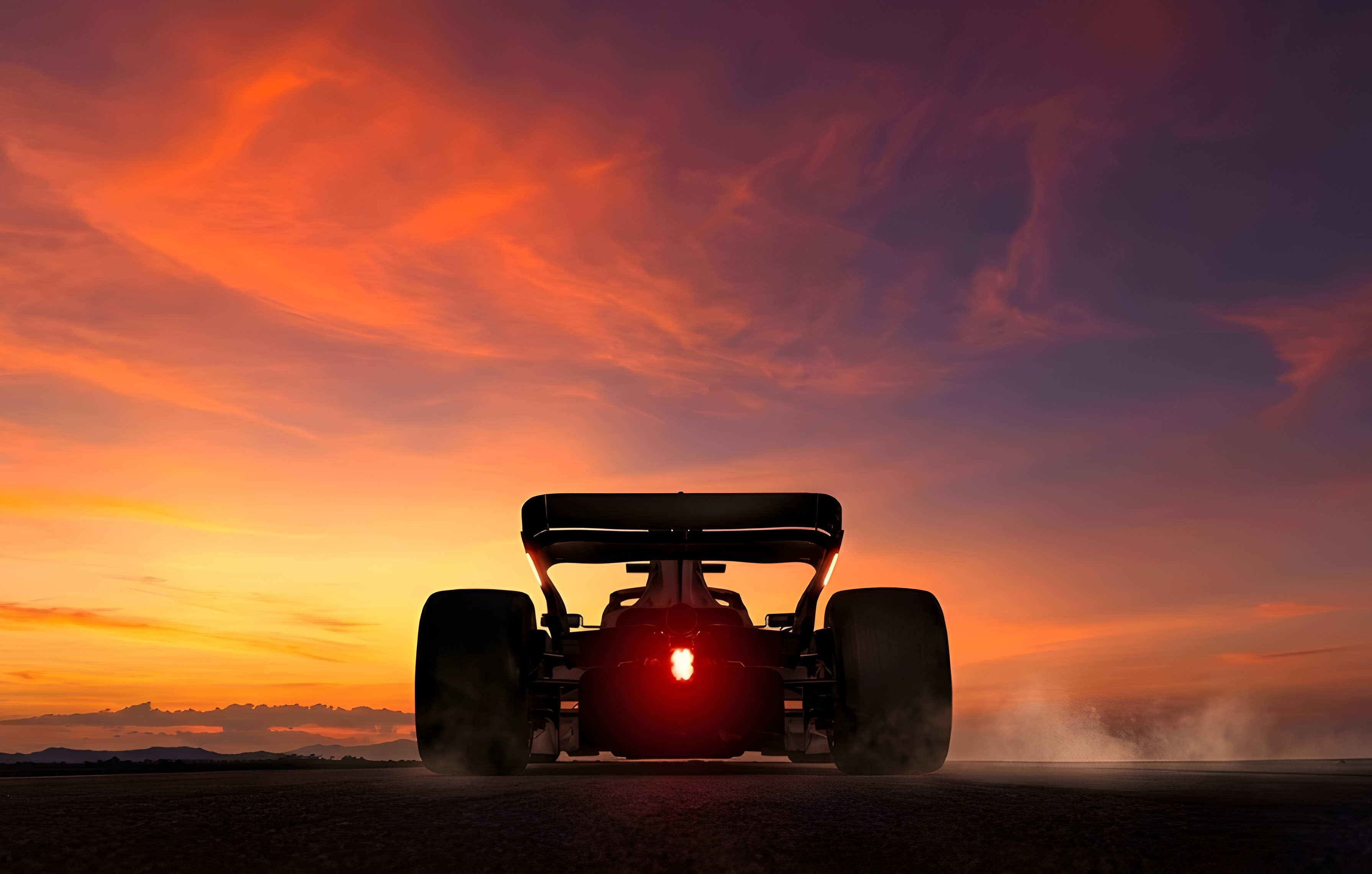 F1 Wallpaper — Sunset Rear Silhouette